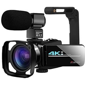 Videocamera Camcorder 4K CAMCORDER VLOGGING VIDEOCAMERA for VLOG OPNAME 5 6mp En IR Night Vision Camera's Handheld Camera met WiFi-functie Multifunctionele vlogcamera(16G SD Card,Pink)