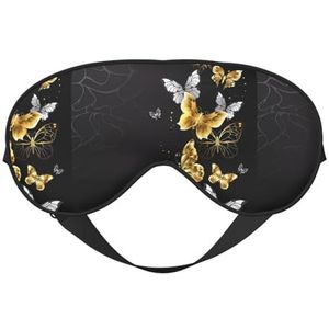 Goud Wit Vlinders Zwart Unisex Elastische Verstelbare Gesp Ontwerp Verduisterend Slaap Oogmasker voor Thuis Reizen Yoga Kantoor Nap