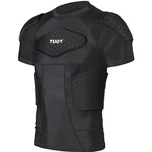 DGYAO Volwassen gewatteerde compressie shirt korte rugby veilige bescherming top doelman beschermende top voor borst rib schouder dijbeschermer.., T-shirt, XL