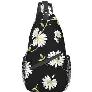 Daisy Print Heuptas voor dames en heren, modieuze crossbody tassen, sling rugzak met verstelbare riem, Madeliefje, Eén maat