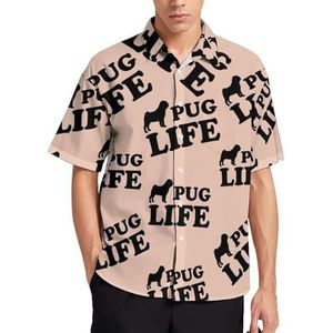 Pug-Life Zomer Heren Shirts Casual Korte Mouw Button Down Blouse Strand Top met Zak S