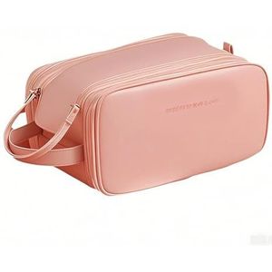 NOIAFZY 1-Pack Grote Capaciteit Draagbare Multifunctionele Cosmetische Tas - Reizen Make-up Borstel & Toiletartikelen Opbergorganizer, Roze