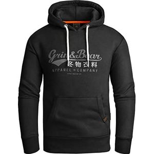 Grin&Bear Hoodie GEC704 Sweatjack voor heren, zwart, M