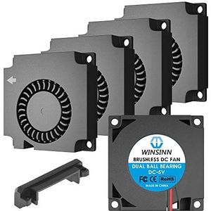 WINSINN Ventilator 5V 40mm Turbine Turbo Fan 40x10mm 4010 DC Borstelloze Dual Kogellager Koeling met Air Guide Onderdelen Voor Ender 3 3D Printer - 2Pin 0.09A 0.45W 6000+-5% RPM (Pack van 5 stuks)