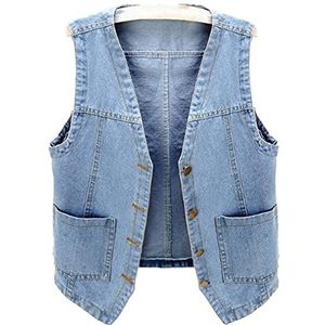 Denim Vest Women Sleeveless Jackets Cropped Gilet Casual Fishing Vest Jean Coat Cowboy Outdoors Waistcoat