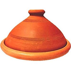 Tajine, origineel uit Marokko, aardewerk pot om te koken, diameter 30 cm, voor 4-5 personen, met de hand gebakken uit Marrakesh, ongeglazuurd, vrij van schadelijke stoffen