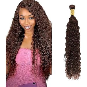Salharer Water Wave Human Hair Bundles Single Extensions Machine Double Wefts Unprocessed Remy Weave Chocolate Brown Color for Woman 32 Inch