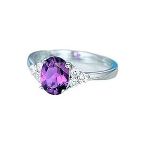 Dames vintage ingelegde saffier smaragd duif bloedrode ring klassieke open ring ovale kleurrijke edelsteen ringarmband (Color : Purple_Openingadjustable)