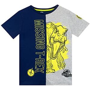 Jurassic World Jongens Dinosaur T-Rex T-Shirt Top met korte mouwen voor Kinderen Blauw 140