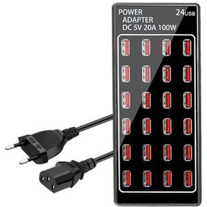USB-oplader, USB-oplader 12 24 multipoorten HUB 100 W laadstation Dock Universele desktop-wandstroomadapter,ondersteuning voor meerdere snelladen(24 Port USB)