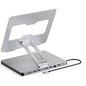 USB C Hub Stand for MacBook Pro, 10 in 1 Adapter for MacBook Air Docking Station with 4K 60Hz HDMI, RJ45 Gigabit Ethernet, SD/TF Card Reader, 4 USB 3.0 for iPad/Dell HP/Surface/Lenovo Laptop Dock