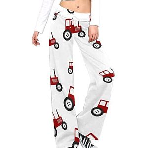 Rode Tractor Damesbroek Casual Broek Elastische Taille Lounge Broek Lange Yoga Broek Rechte Been