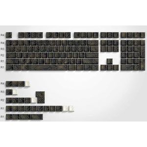 QPSJXN Dye Sub Profile Keycapset 132 zwart-wit -topografische glans door design MX Switch mechanische toetsenborden (Black Goden)