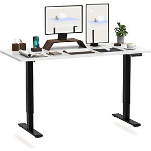 FLEXISPOT EB2 Zit Sta Bureau Verstelbaar Bureau Elektrisch Bureau Standing Desk Desktop 120 * 60cm met 2 Motoren met Intelligent Automatisch Geheugen （zwart+wit）