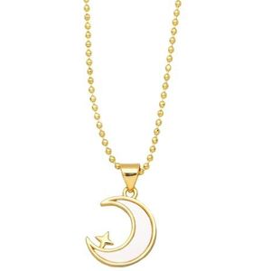 Shell maan en sterren ketting for vrouwen koper vergulde gouden kralen korte ketting cadeau (Style : Moon)