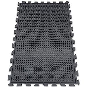 Meisterei - Rubberen stalmat | puzzelsysteem | antislip, weerbestendig | 120 x 80 x 2 cm | zwart