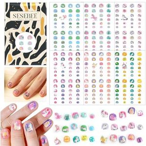 Nagelstickers voor kinderen (6 vellen 280 ontwerpen), kinderen nail art stickers stickers, zelfklevende 3D nail art stickers, schattige eenhoorn nagelstickers, voor kinderen meisjes vrouwen nagels tip