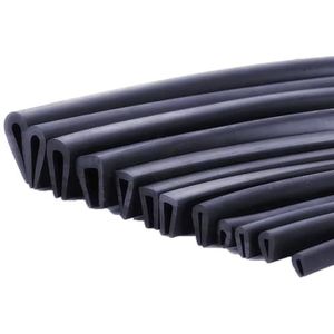 Zwarte Rubberen U-profiel Randafwerkingsstrip, 4x8mm-16x14mm Plat/rond, 1/2/3/4/5 Meter, Bestand Tegen Hoge Temperaturen En Olie, Flexibele Randbescherming(5x11mm Round,4Meters)