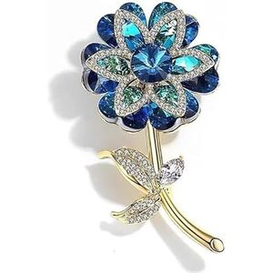 Bergkristal Flower Broche, vrouwen meisjes vergulde blauwe Crystal, sjaal, sjaal Clip Broche Corsage Pin, bruiloft boeket set