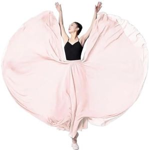 Flamencorok for vrouwen, 720 graden, volle cirkelvormige swingrok, Spaans danskostuum, volwassen, vloeiende, geplooide gelaagde rok for optredens, Halloweenfeest, rode krijtthema-outfit(Powdered_M)