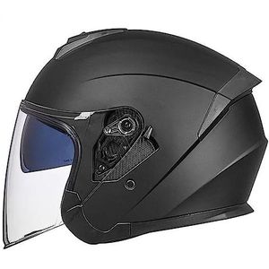 Motorhelm, Dubbel vizier open gezicht 3/4 scooter straat crossmotor helm DOT goedgekeurd D,XL61-62cm(A,M5758cm)