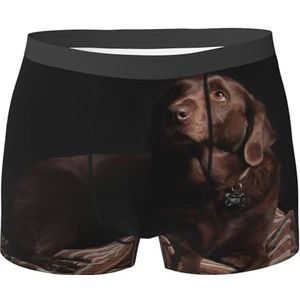 ZJYAGZX Bruine boxershorts met labrador print voor heren - comfortabele onderbroek voor heren, ademend, vochtafvoerend, Zwart, L