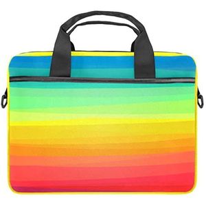 Kleurrijke Regenboog Strepen Laptop Schouder Messenger Bag Crossbody Aktetas Messenger Sleeve voor 13 13.3 14.5 Inch Laptop Tablet Beschermen Tote Bag Case, Meerkleurig, 11x14.5x1.2in /28x36.8x3 cm