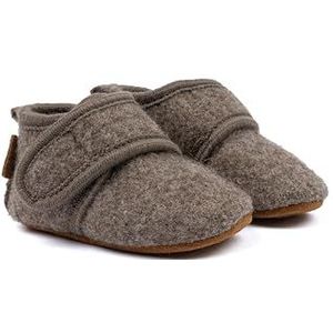 Mikk-line - Melange Denver - Kruipschoenen - 100% Wol - Antislip Leren Zool - 0-6 Maanden