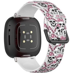 Zachte sportband compatibel met Fitbit Sense/Sense 2 / Versa 4 / Versa 3 (schedel roze) siliconen armband accessoire