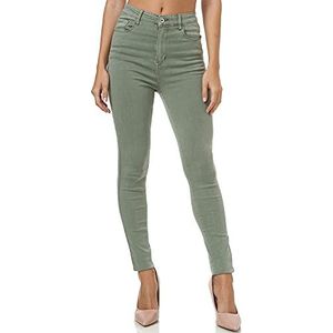 Gloop Dames stretch jeans jeans broek skinny fit jegging skinny jeans stretch broek push up hoge taille jeans, Miligruen, XL