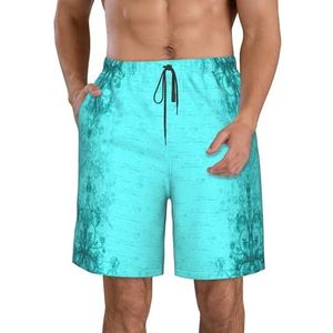 Biljart Print Heren Zwemplank Shorts Zwembroek Trunks Badmode Sneldrogende Surfen Strand Essentiële Zomer, Blauwgroen, 3XL