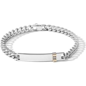 Comete Herenarmband uit de collectie Elegant. Armband van gepolijst staal, plaat met rosékleurige band en zwarte diamanten. Maat: maximale lengte baracial: UBR 1155., Gelegeerd staal