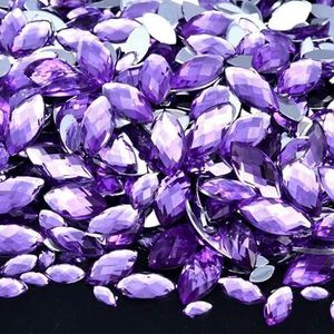 GemStone Mix Size Glitter Acryl Paardenoog Niet-hotfix Strass Nagels Kristallen Kralen Strass стразы voor Jurk Nail Art Stenen-Violet-7x15mm-100st