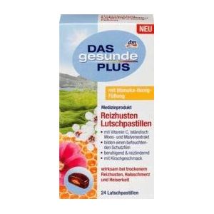 DAS gesunde PLUS Prikkelhoest zuigpastilles met Manuka, 24 Stuk