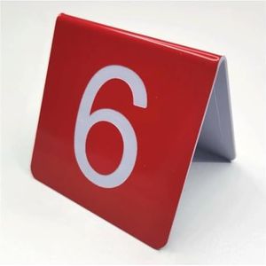 Tabelnummers, ABS kunststof tafelnummers dubbelzijdig tentvormig concaaf naar beneden 2,9 inch verpakking(Red,45981)
