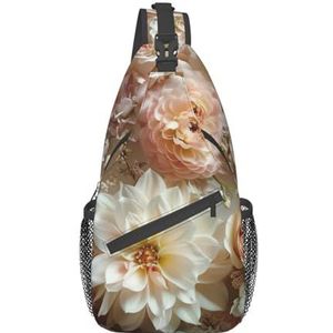 Lichte romantische bloemenprint heuptas voor dames en heren, modieuze crossbody tassen, sling rugzak met verstelbare riem, Licht Romantische Bloemen, Eén maat
