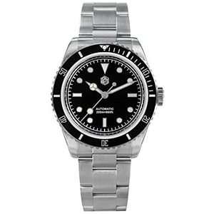 San Martin 38mm Vintage SN004 Mannen Diver Horloge Saffierglas Emaille Dial Water Ghost NH35 Automatische Mechanische Luxe Horloges, black