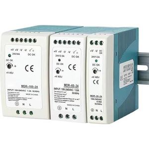 JIDKEINNH 5 V 12 V 24 V 48 V Power MDR-20 W 60 W 100 W Industriële Mini AC/DC DIN Rail Power Supply Switch Single Output Switch (MDR-60-24 V)