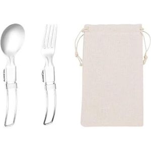 Bestekset van roestvrij staal, vorken, messen, eetlepels en theelepelbestek (Size : 2pcs folding spoon and fork1)