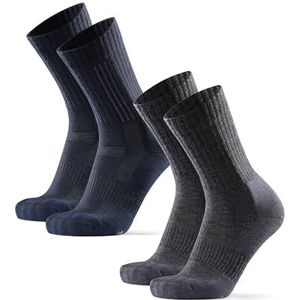 DANISH ENDURANCE Premium Outdoor Wandelsokken, Merinowol, Wandelsokken, voor Mannen & Vrouwen, 2-Pack, Veelkleurig (1x Marineblauw, 1x Grijs), 35-38