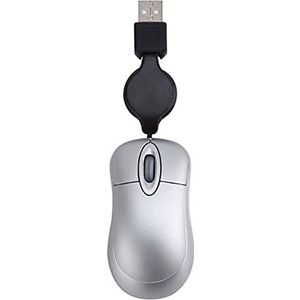 Leuke bedrade muis, intrekbare USB-kabel, ergonomisch, geschikt voor Office Computer PC Laptop Gaming Mouse (zilver)