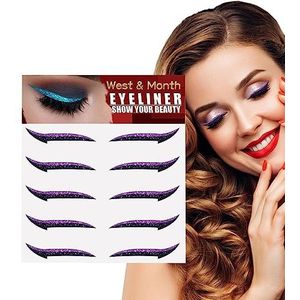Sticker Eyeliner Glitter,5 Paar Instant Zelfklevende Eyeliner Stencil Glitter - Sticker Eyeliner Tool, Make-up Eyeliner Stickers, Winged Eyeliner Stencil voor Eye Makeup Tool Bittu