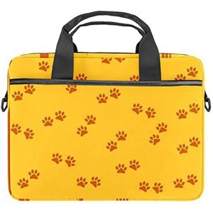 Mandala Boho Indiase Retro Laptop Schouder Messenger Bag Crossbody Aktetas Messenger Sleeve voor 13 13.3 14.5 Inch Laptop Tablet Beschermen Tote Bag Case, Oranje hond kat poot print, 11x14.5x1.2in /28x36.8x3 cm