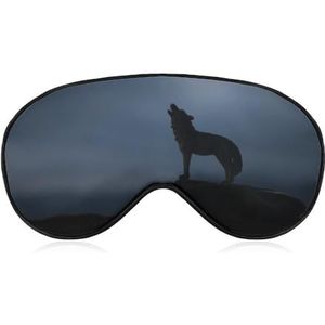 Silhouet Huilende Wolf tegen Donkere Slaapmasker met verstelbare riem, comfortabel zacht oogmasker, slaaphulp, lichtblokkerende oogmaskers