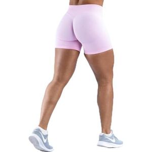Yoga Shorts Naadloze Scrunch Bum Workout Gym Shorts Booty High Stretch Running Shorts -Roze-XL