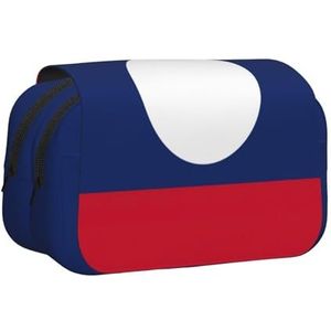 JEJEA Vlag van Laos Print Pen Etui Potlood Case Houder voor Potloden Make-up Multifunctionele Organizer Doos voor Adluts, Zwart, Eén maat, Toilettas