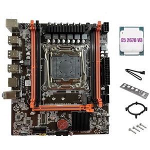 Pawlickio X99E Moederbord+E5 2678 V3 CPU Dual Channel Ondersteunt 4XDDR4 RECC RAM PCIE X16 NVMe Gigabit LAN kaart Desktop Moederbord