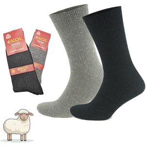 Blue Eyes 2 paar warme schapenwollen sokken. Sokken van schapenwol, zwart-grijs, 41-44 EU