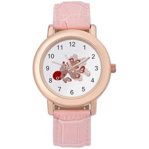 Rode Cap Oranda Goudvis Horloges Voor Vrouwen Mode Sport Horloge Vrouwen Lederen Horloge