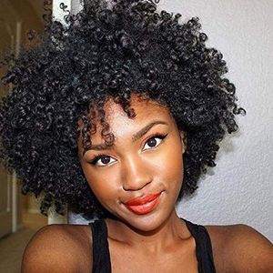 Dkee Pruiken De Europese en Amerikaanse pruik vrouwelijke zwarte kort krullend haar Explosion Hair Sexy Zwarte Fake Wig